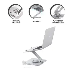 RYBIU IMPORT - Estante para Laptop de Metal Plateado Y+Ligas de Regalo