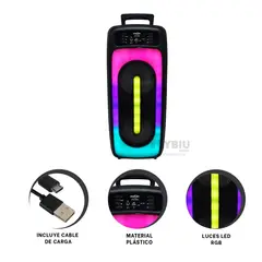 RYBIU IMPORT - Parlante con Microfono y Luz Led en Color Negro 65