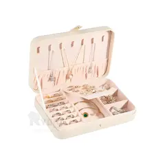RYBIU IMPORT - Caja Bonita de Joyas de Cuero de Color Beige Y+Gift Stickers