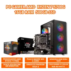 PC RYZEN 7 5700G 16GB RAM DISCO SOLIDO 500GB