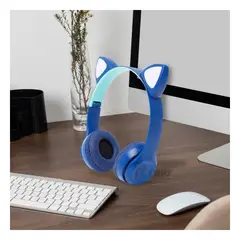 RYBIU IMPORT - Audifonos Tipo Gato en Color Azul Y+Regalo Agendita