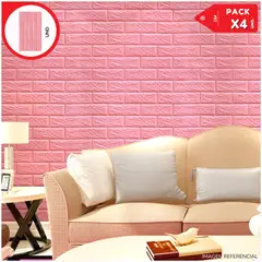 INSPIRA MARKET - Papel Tapiz Mural Decorativo Pack x4 Rosa