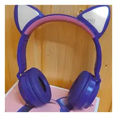 RYBIU IMPORT - Audifonos Forma de Gato en Color Morado Y+Regalo Stickers
