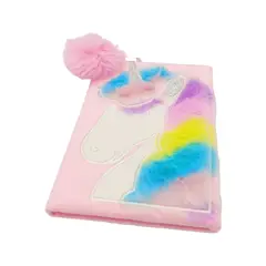 GENERICO - Libreta de Peluche Unicornio Rosado Rayado