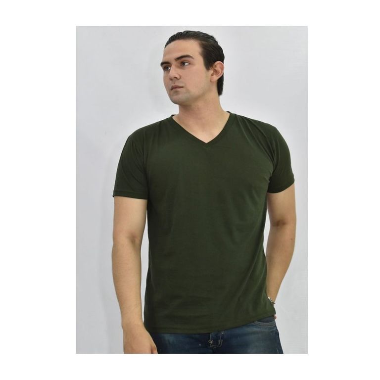 Polo Básico para Hombre cuello en V Verde
