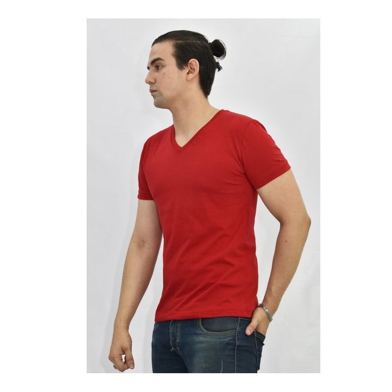 Polo Básico para Hombre cuello en V Rojo