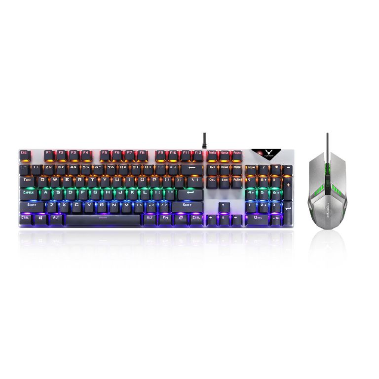 - Combo Gaming Mouse + Teclado Mecánico con luces RGB