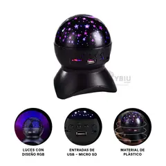 RYBIU IMPORT - Bocina con Luces en Color Negro Y+Banderitas Adhesivas.