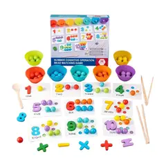 GENERICO - Juego Montessori Cuentas de Madera para Clasificar y Contar