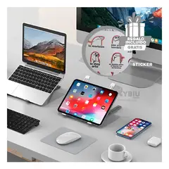 RYBIU IMPORT - Base Resistente de Aluminio Laptop Plateado Y+Gift Stickers