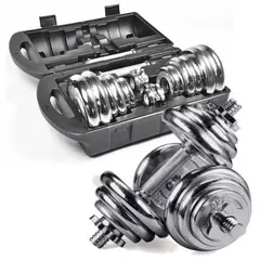 YORK - Set De Pesas 20kg Mancuernas Adaptador Barra