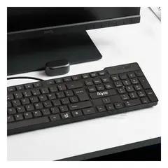 RYBIU IMPORT - Teclado Ergonomico con Cable USB en Negro Y+Papel de Regalo