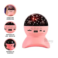 RYBIU IMPORT - Bocina con Luces en Color Rosado Y+Banderitas Adhesivas