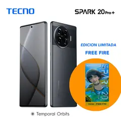 TECNO MOBILE - TECNO SPARK 20 PRO PLUS 8+8RAM 256GB EDICIÓN FREE FIRE COLOR NEGRO LUMINOSO CON ESTUCHE DE REGALO