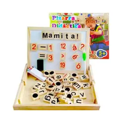 GENERICO - Pizarra Magnetica Didactica 2 en 1 Fichas de Madera