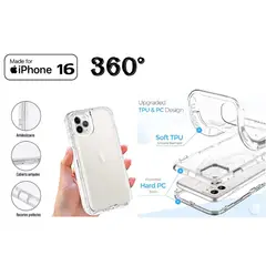 CASE - Protector de iPhone 16 AntiShock 360° - transparente
