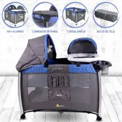EBABY - Cuna Corral Lauren 730 Con Luz y Sonido Azul