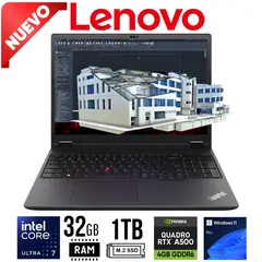 LENOVO - LAPTOP THINKPAD P16v GEN 2 16" WUXGA Ultra 7 155H, RAM 32GB ,SSD 1TB RTX500 4GB W11 PRO