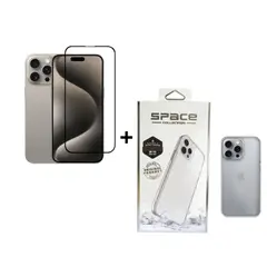 CASE - SPACE TRANSPARENTE + MICA DE VIDRIO PARA IPHONE 16 PRO MAX