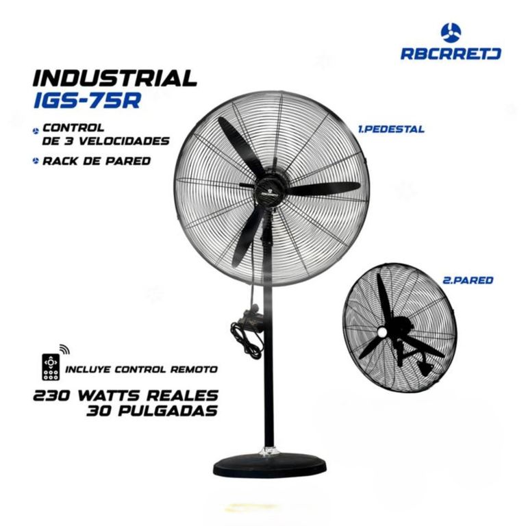 Ventilador Industrial 2en1 30 Pulgadas 300W control marca IGS-75R