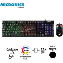 MICRONICS - Kit Teclado + Mouse Gamer Neon - MIC GT1000 Anti-Ghosting