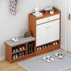 GENERICO - Zapatera Kamil con Asiento Caramelo y Blanco Petrox Home