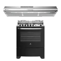 ELECTROLUX - Combo: Cocina a Gas con 5 quemadores 76USM + Campana Extractora 80cm EJSE302TBJS