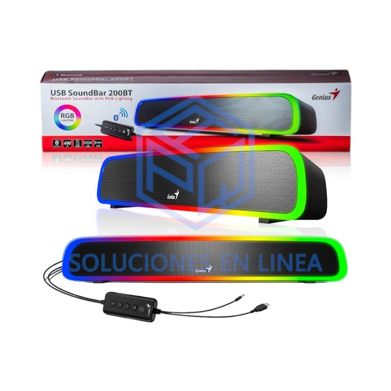 PARLANTE SOUND BAR 200BT RGB BT LINE-IN USB-POWER BLACK