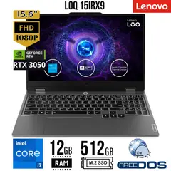 LENOVO - Laptop LOQ 15IRX9, Intel core i7-13va Gen. Ram 12GB, SSD 512GB, RTX 3050 6GB, 15.6 FHD, Free