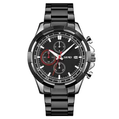 SKMEI - Reloj 9192 NEGRO BORDES PLATEADOS CORREA ACERO