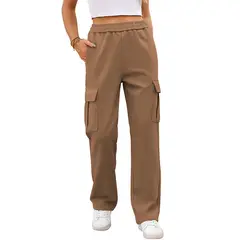 BLWOENS - Pantalones largos de primavera y otoño para mujer - Marrón
