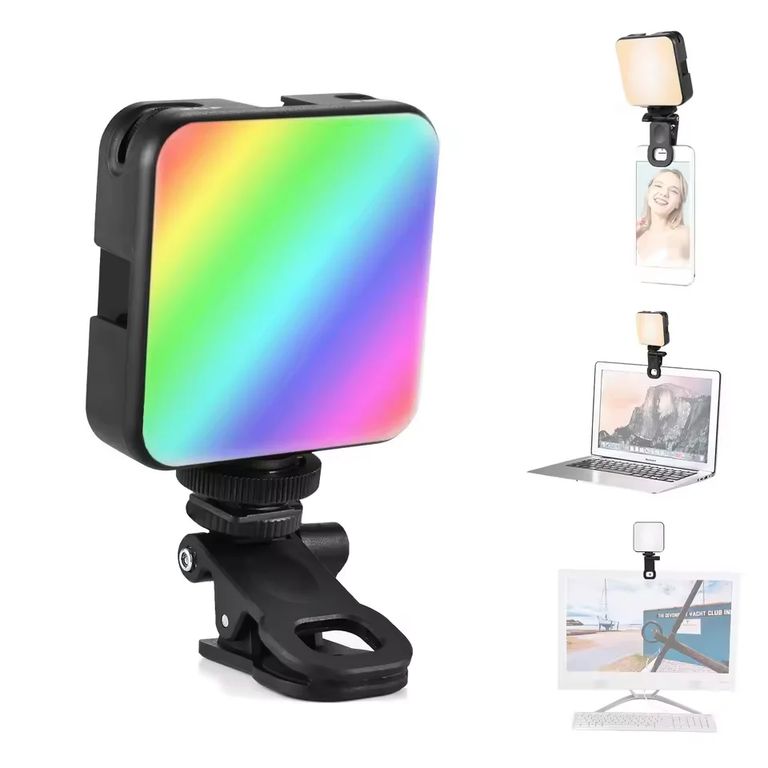Clip con Luz LED RGB Portátil Recargable para Selfies y Videos