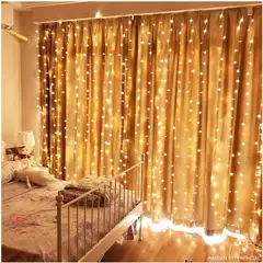 GENERICO - Cortina Tira de 320 Luces LED Navideñas Cálidas 3m x 3m