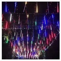 GENERICO - Cadena de luces meteorito led navideña 8 tubos 2pcs