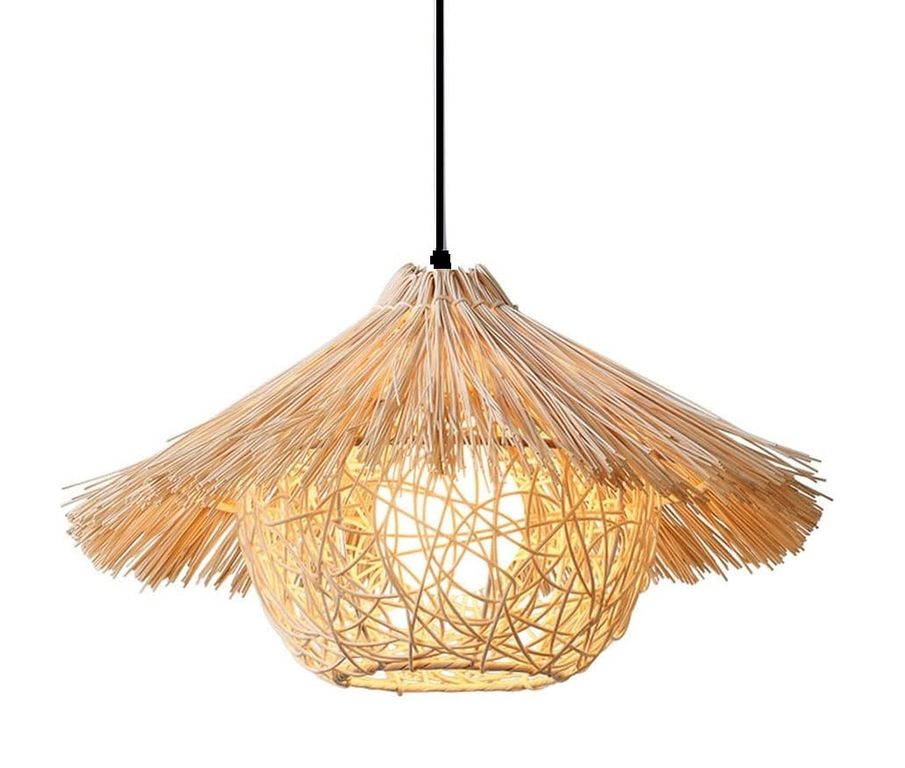 Lámpara colgante tejida de ratán jaula trabajada a mano