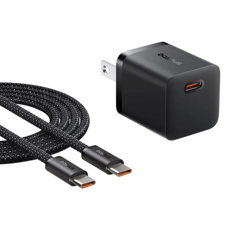 Cargador Rápido Tipo C y Cable Nailon Tipo C 1 Metro, Baseus, 25W