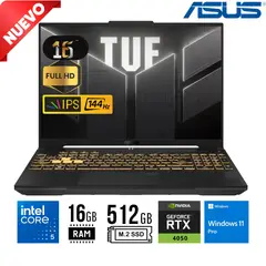 ASUS - LAPTOP FX607VU-RL048 INTEL CORE 5 210H 16GB RAM SSD 512GB RTX 4050 6GB 16" WUXGA WIN 11