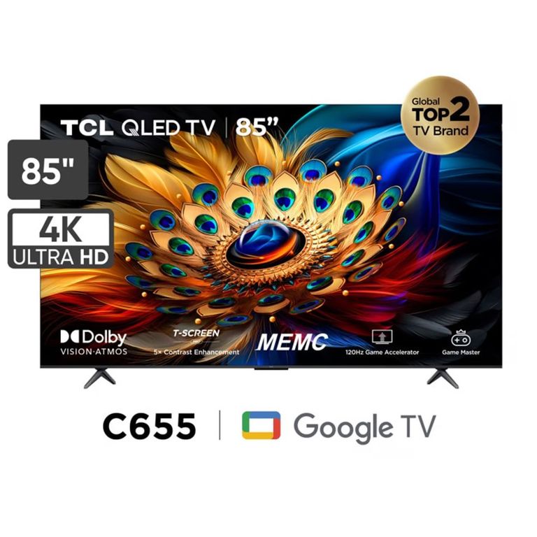 TELEVISOR SMART TV QLED 85" GOOGLE TV 85C655