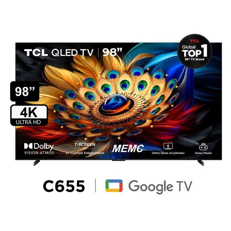 TELEVISOR 98" BUFFER INCORPORADO SMART TV QLED 98C655 GOOGLE TV