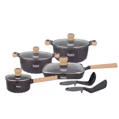 Reyna - Juego de ollas antiadherentes Dakota 10 piezas color negro