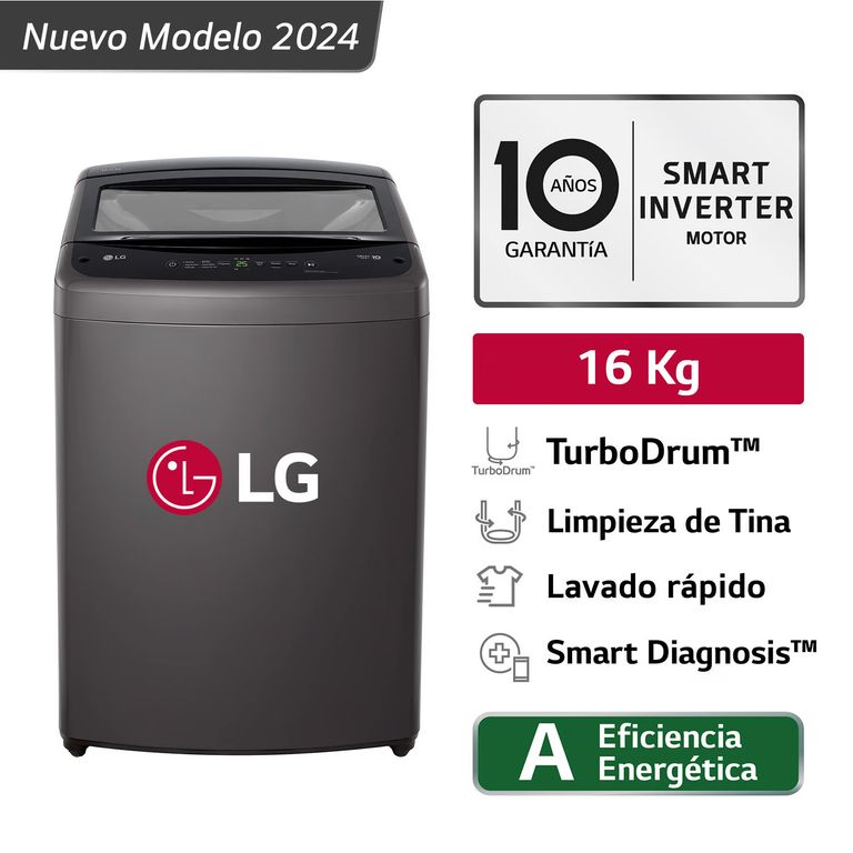 LAVADORA TURBODRUM CARGA SUPERIOR 16KG WT16BVTB - NEGRO.