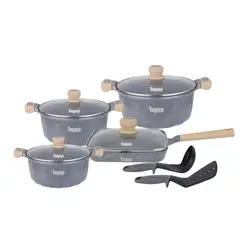 Reyna - Juego de ollas antiadherentes Siena 10 piezas color gris