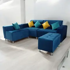 GENERICO - Mueble seccional Londres 3 cuerpos 1 banqueteta 5 cojines de rgalo