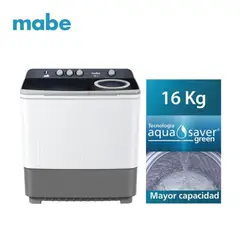 MABE - Lavadora Semiautomatica 16 Kg Blanco - LMD6124PBBB0.