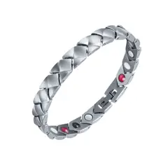 AFRODITA - Pulsera Magnética Saludable Titanio Plata Modelo YSB-146