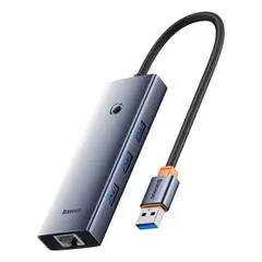 BASEUS - Hub 3 Puertos USB 3.0, RJ45 1000Mbps,