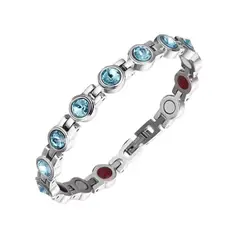 AFRODITA - Pulsera Magnética Saludable Con Brillantes de Swarovski Light Blue