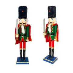 GENERICO - Cascanueces de Madera Navidad Soldado Espada 61cm Capa