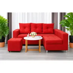 GENERICO - Sofá Seccional Minimalista Perú + Puff de Regalo - Rojo