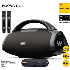 W KING - W-King D20 200W RMS Parlante Bluetooth 5.3 Portátil IP67 WKing